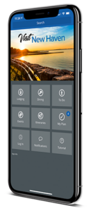 Iphone with Visit New Haven App