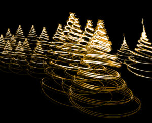 Gold swirl Christmas trees