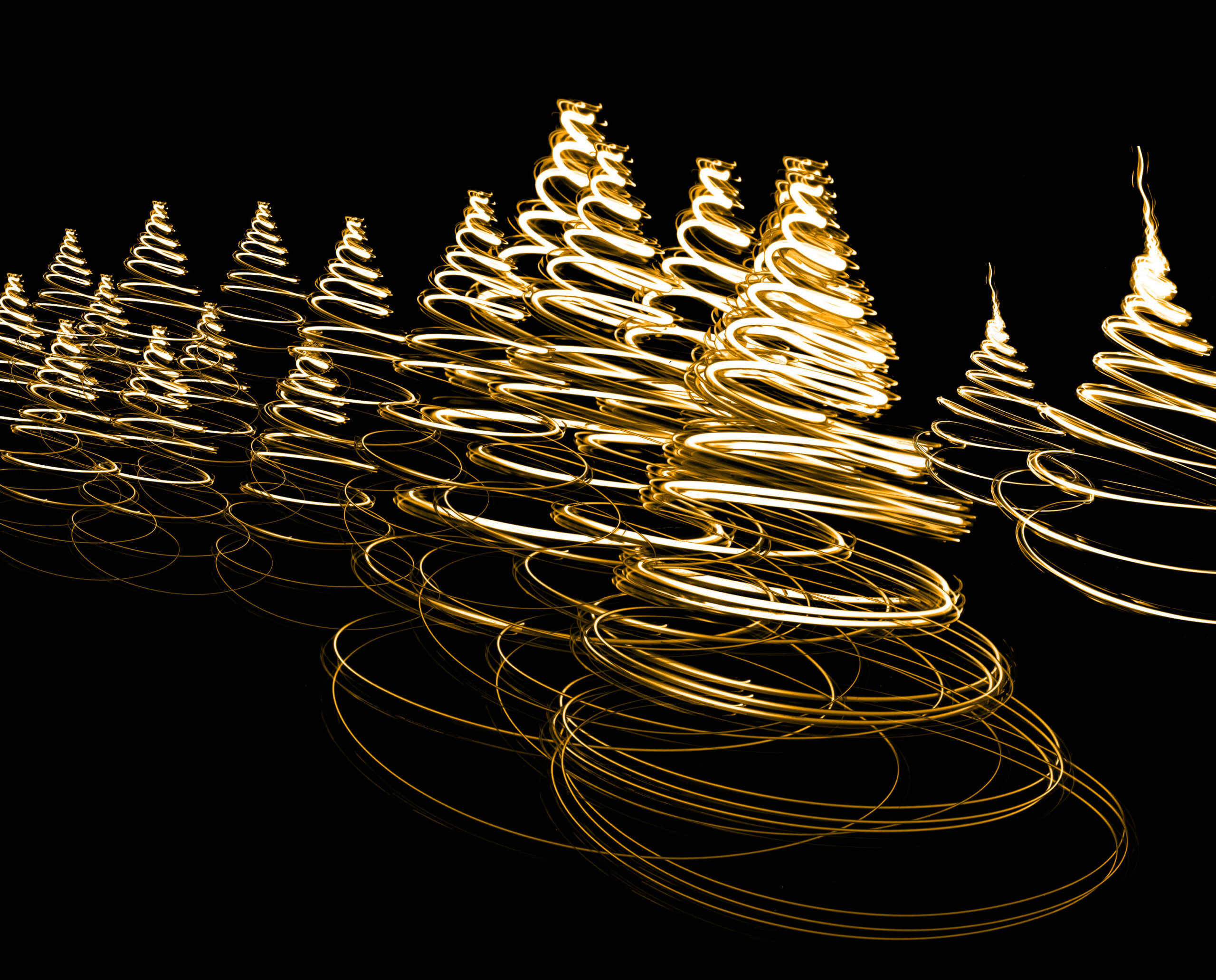 Gold swirl Christmas trees